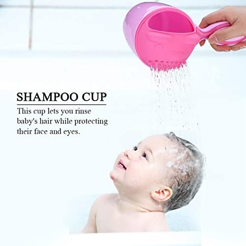 RiToEasysports Baby Bath Cup, Baby Shampoo Cup Cute Kid Wash Hair Rinser Bathing Flusher Protection Eye for Kids Green Pink (Pink) - Image 3