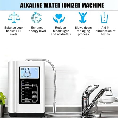 Alkaline Water Ionizer Machine with pH 3.5-10.5 and up to -500mV ORP, 8000 Liters Per Filter, Self-Cleaning Function and 5 Titanium Plates for Home Use - 7 Water Modes & LCD Touchscreen,Gold - Image 5