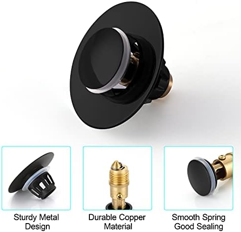 Universal 1.25" Bathroom Sink Stopper - Wash Basin Bounce Drain Filter, Pop Up Drain Stopper, Bullet Core Push Type Sink Stopper, Sink Drain Plug with Anti-Clogging Strainer, Matte Black1 - Image 6