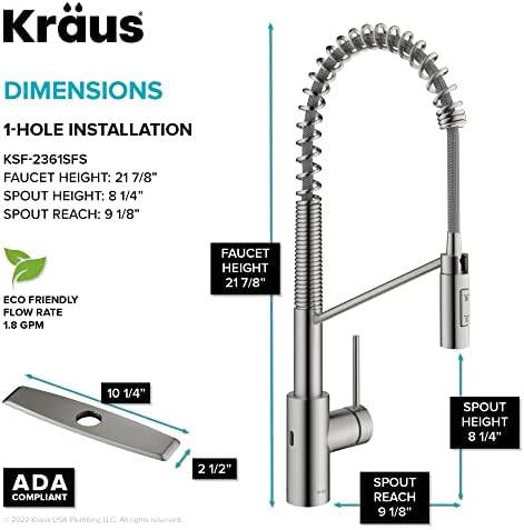 KRAUS Stainless Steel 21 in Touchless Pull Down Kitchen Faucet KSF-2631SFS - Image 5