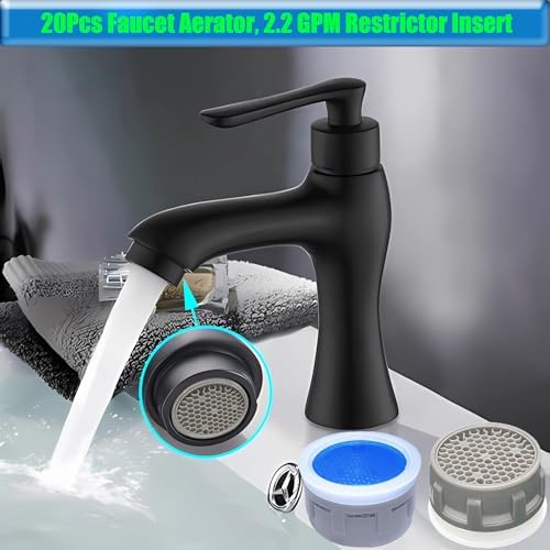 Faucet Aerator 2.2GPM Flow Restrictor Insert Faucet Aerator Replacement Part Used for Bathroom or Kitchen Sink Faucet Filter Suitable for Internal and External Thread Faucet Aerators (20 PCS) - Image 6