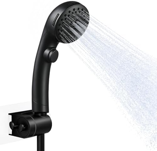 OFFO Handheld Shower Head with Shower Head Holder, 5 Mode Handheld Shower Head with On Off Switch for Water Saving, High Flow Powerful Boosting Showerheads with 60" PVC Hose, Matte Black by OFFO