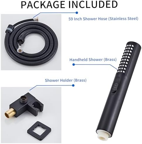 High Pressure Handheld Shower Head with Hose and Holder, Matte Black Cylindrical Hand Held Showerhead with Built-in Power Wash Spray, High Flow Wand for Bathroom - Image 5