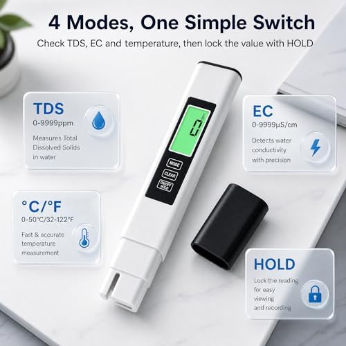 Digital TDS Meter, Water Quality Tester Pen for Water, Aquarium, Hydroponics and Pool-(White) - Image 5