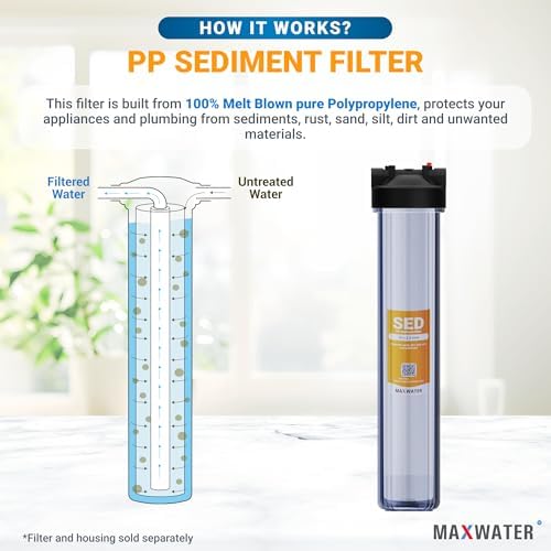 Max Water Slim Blue 5 Micron 20 inch x 2.5 inch Whole House Melt-Blown Polypropylene Sediment Water Filter Replacement Cartridge (Pack of 25) - Image 5