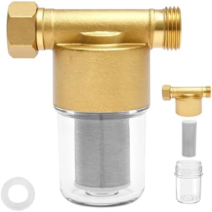 Reusable Sediment Water Filter for Washing Machine and Shower - 40 Micron Inline Brass Well Water Pre-Filter, Traps Sand, Rust, Grit - Heavy Duty Hard WaterStrainer by Unknown
