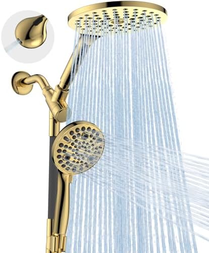 Dual Handheld Shower Head Combo, 2-in-1 Rain Shower Heads System 8 Inch Rainfall Shower Head and 10 Modes High Pressure Hand Held Showerhead with Built-in Power Wash by MakeFit