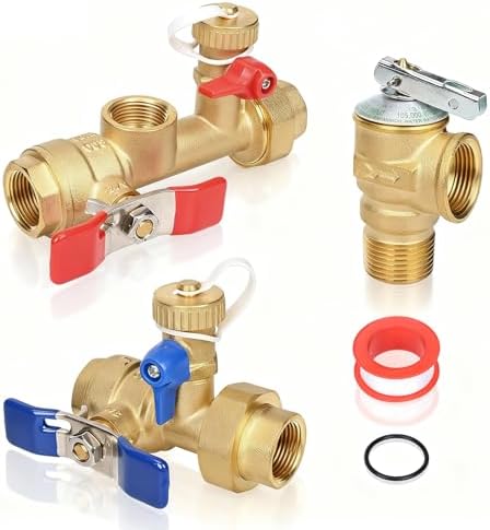 Upgrade 3/4 Inch IPS Isolator Tankless Water Heater Service Valve Kit, Isolation Valve with Pressure Relief Valve, Lead-Free Brass, Compatible with Rheem/Rinnai/EcoSmart/Navien/Noritz/Takagi/Bosch by Unknown