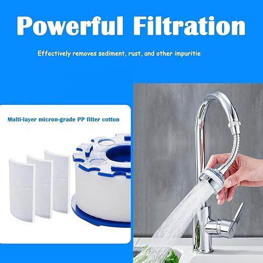 Sink Water Filter,360° Rotating Faucet Water Filter,Kitchen Bathroom Universal Swivel Sink Filter,with Extension Tube Removes Chlorine Fluoride Heavy Metals Hard Water for Home Kitchen - Image 4