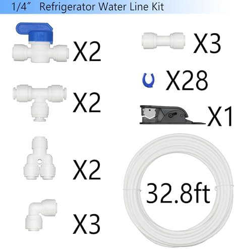 Water Line Kit, Lifevant 1/4” O.D. Water Tubing 32.8FT for R.O. System and ice Maker with 12-PCS Quick Connect and Tubing Cutter - Image 3