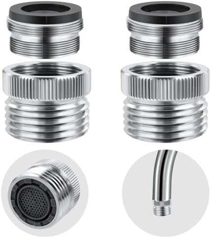 2 Pack Faucet to Hose Adapter with Aerator, Sink to Garden Hose Adapter, Faucet Adapter to Garden Hose for Kitchen and Bathroom, Hose Attachment to Sink, 3/4" GHT Thread Chrome by Quadafy