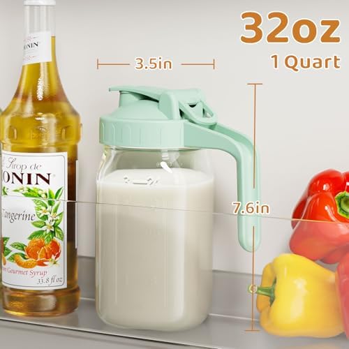 32 oz Breast Milk Pitcher, Glass Mason Jar Pitcher with Lid - Image 2