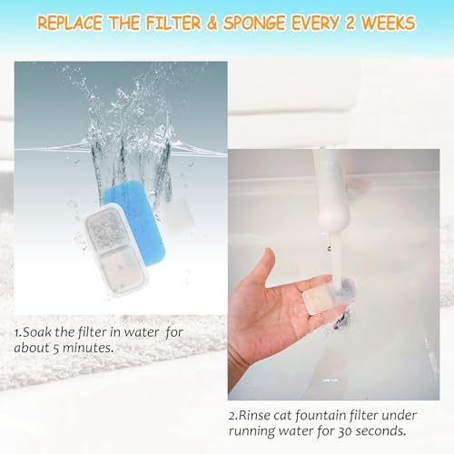 12 Set Cat Fountain Replacement Filters Compatible with oneisall PWF-001 2L/67oz Stainless Steel Pet Water Fountain Filters with Replacement Pre-Filter Pump Sponges - Image 4
