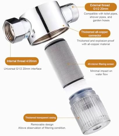 AYNEFY 40 Micron Spin Down Sediment Filter 316 Stainless Steel Sediment Water Filter Reusable High Efficiency Water Purification 40 Micron Spin Down Whole House for - Image 3