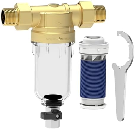 40 Micron Disc Spin Down Sediment Filter, Reusable ＆ Anti-Clog Whole House Water Filter, Pre-Filtration System for City/Well Water, 3/4" MNPT, BPA Free by Weisswasser