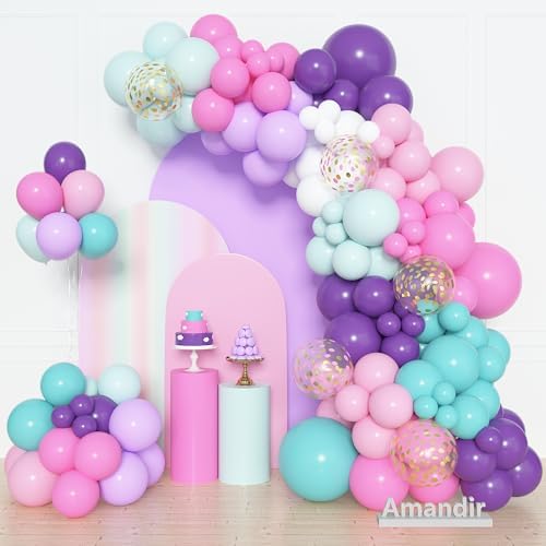 Amandir 153 Pcs Pink Purple Balloons Arch Garland Kit Different Sizes by Amandir