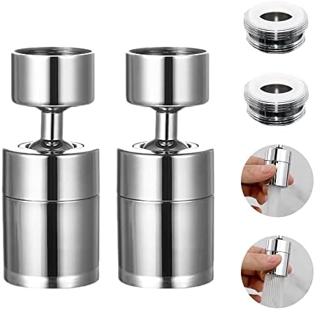 2 Pack Sink Faucet Aerator 360 Degree Swivel Kitchen Faucet Sprayer Attachment,Dual Water Flow Modes, 55/64 Inch-27UNS Female Thread,15/16 Inch-27UNS Male Thread Adapters by Toega