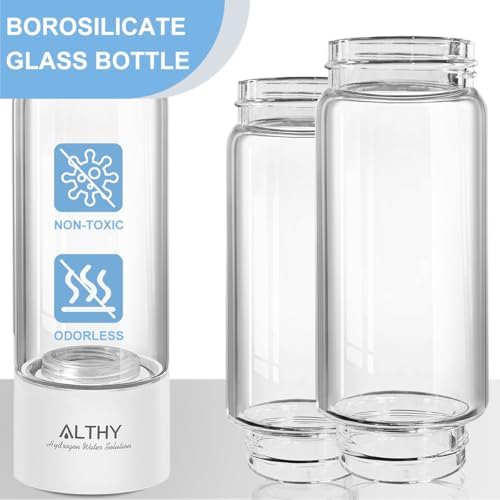 ALTHY Molecular Hydrogen Water Generator Hydrogen Water Bottle,Glass Flask, SPE PEM Technology Ionizer with Inhaler Adapter - Image 5