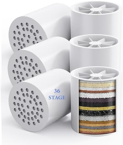 6 Pack 30 Stage Universal Shower Filter Replacement Cartridge -Removes Chlorine, Heavy Metals, Iron, Sediments-VeoryFly ShowerHead Water Filter Cartridge, Compatible with Universal Shower Filter by VeoryFly