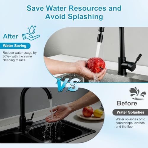 Hibbent 4-Mode Faucet Aerator, Faucet Sprayer Attachment, Matte Black - Image 5