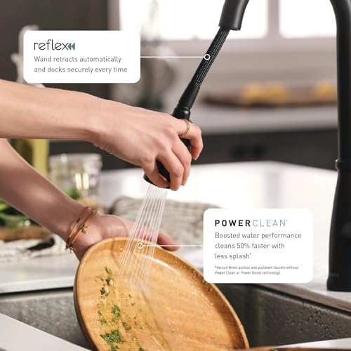 Moen Align Matte Black One-Handle Modern Kitchen Pulldown Faucet with Reflex and Power Clean Spray Technology, 7565BL - Image 2