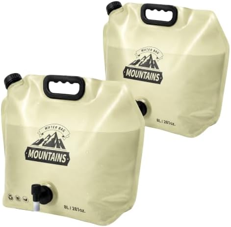 Collapsible Water Container Portable Water Jug with Spigot for Camping, Foldable Hiking Gear, Leakproof Liquid Carrier for Hiking, Travel, Emergency Preparedness, Outdoor Use (2 Pack 2 Gallon) by MIAJOModernHomeDecor