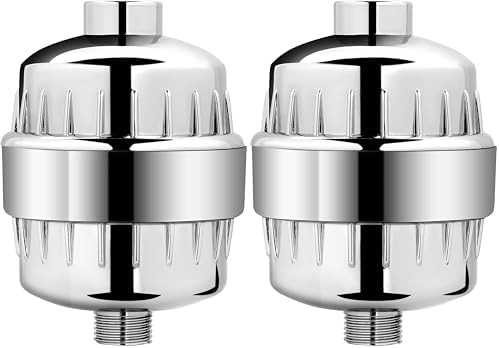 AquaBliss High Output Universal Shower Filter with Replaceable Multi-Stage Filter Cartridge – Transform Itching, Eczema & Acne into Glowing Hair, Nails & Skin Fast - Chrome (SF220) (Pack of 2) by Aquabliss