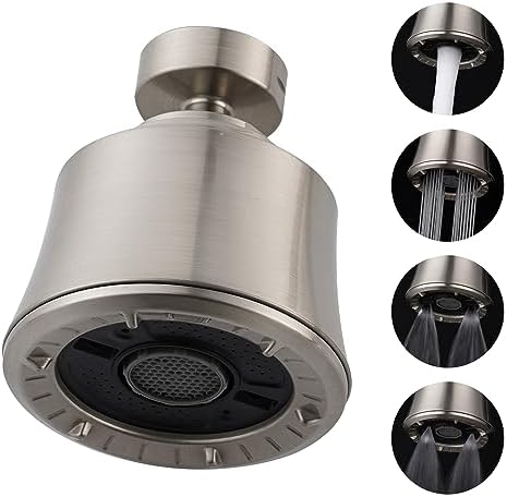 Kitchen Sink Faucet Head 4-Mode, 360° Swivel Faucet Aerator, Brushed Nickel by iFealClear