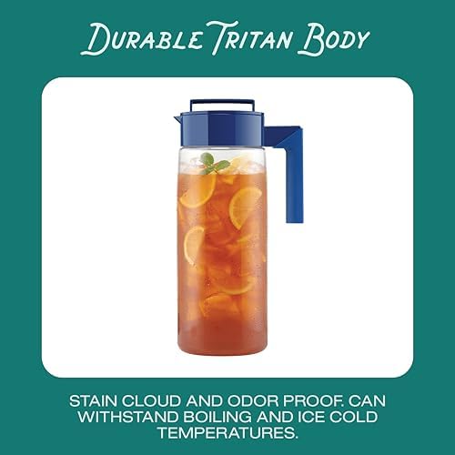 Takeya Airtight Pitcher - Durable BPA-Free Eastman Tritan Odor/Stain-Resistant Leakproof Lid for Iced Tea/Water Easy-Grip Silicone Handle Spill-Free Spout Fridge-Friendly Made in USA 1 Quart/Black - Image 4