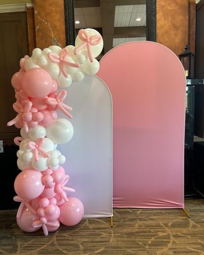 Pink Bow Balloon Garland Arch Kit - Coquette Birthday Decorations Coquette Bow Pink and White Balloon Arch Kit Different Size for Wedding Bridal Girls Birthday Baby Shower Engagement Party Decorations - Image 4