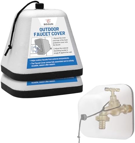 Outdoor Faucet Covers for Winter, Easy to Install Insulated Foam Protector by Biggun