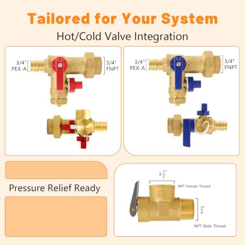 1PC HeSun 3/4" PEX-A Tankless Water Heater Service Valve Kit(Tool054-1) - Image 2