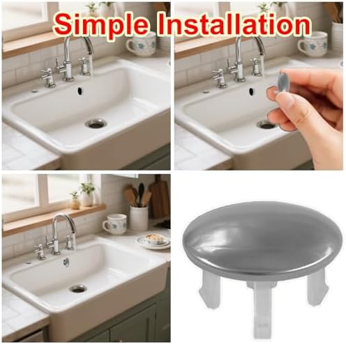 6 Pack Stainless Sink Basin Trim Overflow Cover,Sink Overflow Trim Ring Steel Round Hole Cover,Basin Trim Ring Insert in Hole Round Caps for Home,Sink,Bathroom,Kitchen - Image 5