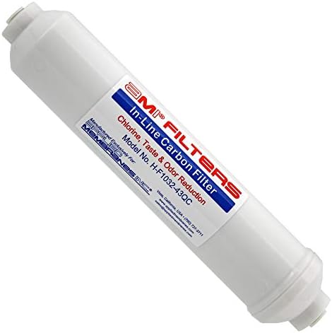 AMI Inline Carbon Water Filter, RO Post Filter, 1/4" Quick Connect by AppliedMembranesInc