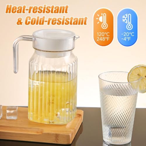 34 oz Acrylic Pitcher with Lid and Spout,1100ml Hot/Cold Water Jug for Iced Tea Pitcher for Coffee, Juice and Iced Tea Beverage Carafe with Lid (1100ml) - Image 3