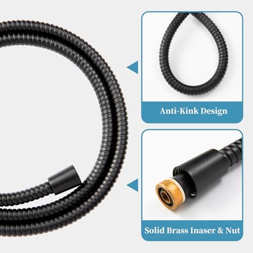 OFFO Handheld Shower Head Set, 6-Mode High Pressure Handheld Sprayer with 60 in Stainless Steel Shower Hose, High Flow Large Powerful Boosting Handheld Showerhead for Low Water Pressure, Matte Black - Image 6