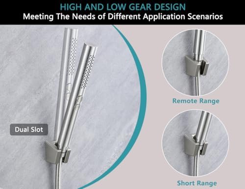 2-in-1 Handheld Shower Head Set with Long Hose – Brushed Nickel - Image 2