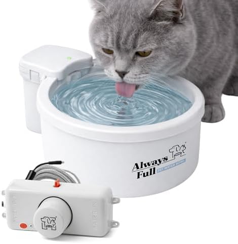 7" Self-Refilling Cat Water Bowl with Wall Unit by AlwaysFull