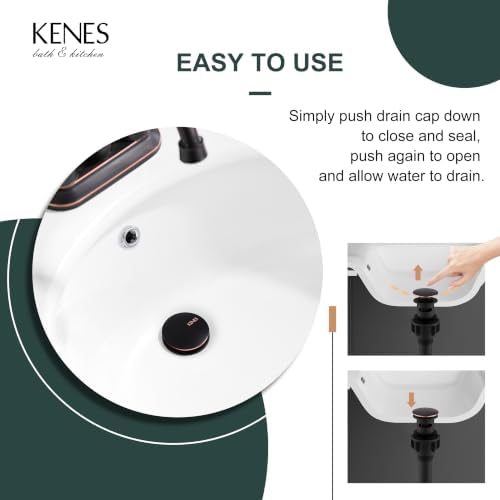KENES Oil Rubbed Bronze Pop Up Bathroom Sink Drain Assembly with Overflow - Image 5