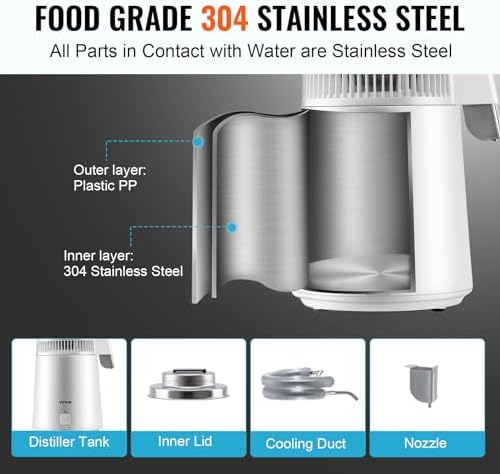 VEVOR 1.1 Gallon Water Distiller, 750W, BPA Free Container Countertop - Image 4