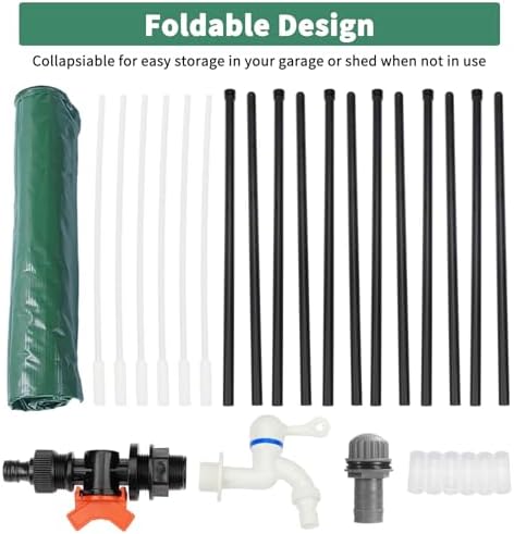 100 Gallon Collapsible Rain Barrel with Filter Spigot Overflow Kit Green - Image 4