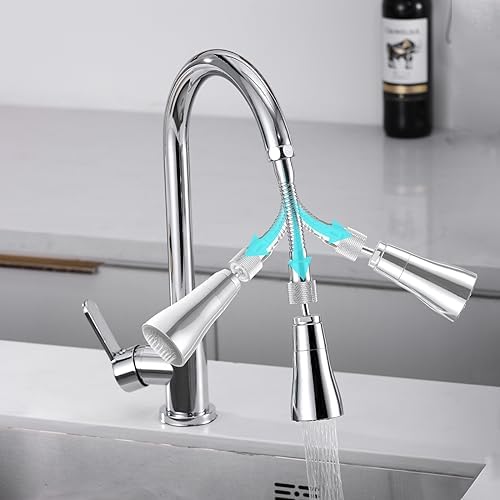 Kitchen Sink Faucet Sprayer Attachment - Movable Kitchen Tap Head 360° Rotatable Anti-Splash Sink Sprayer Facuet Nozzle Head Water Saving Faucet Aerator - 2 Modes Sprayer Chrome - Image 6