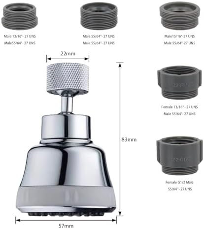 Faucet Aerator Faucet Sprayer Attachment, Kitchen Faucet Head Replacement with 4 Spray Modes, 360° Swivel Faucet Extender Anti-Splash Sink Sprayer Faucet Nozzle Head (Diamond, Silver) - Image 2