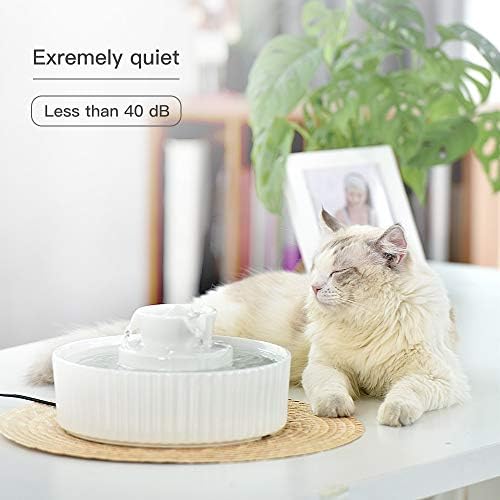 Cepheus Pet Drinking Fountain-2.1L/71oz Ceramic Cat Water Fountain-Automatic Ceramic Water Fountain for Cats and Dogs with with Ultra-Quiet Pump(White) - Image 4