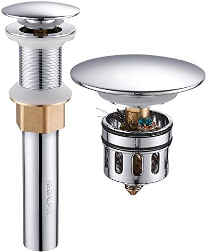 Bathroom Sink Drain, Vessel Sink Pop Up Drain with Detachable Basket Stopper,Anti-Explosion and Anti-Clogging Drain Strainer, Sink Drain Assembly Without Overflow Polished Chrome, REGALMIX RWF082A by REGALMIX