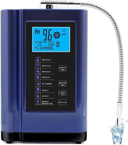 Water Ionizer,Alkaline Water Ionizer Machine, PH 3.5-10.5,Ionized Water Machine, Up to -500mV ORP, with 7 Water Settings, 8000 Liters Per Filter,Auto-Cleaning,Intelligent Voice Blue by Unknown