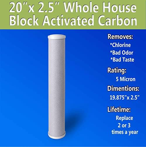 Standard Whole House Coconut Shell Carbon Block 5 Micron Water Filter 20” x 2.5” Fits 20” x 2.5” Housings. Remove Chlorine and Bad Odor. Compatible with C1-20, HX-CB-25-2010, F3WCB32 Pack of 4 - Image 4
