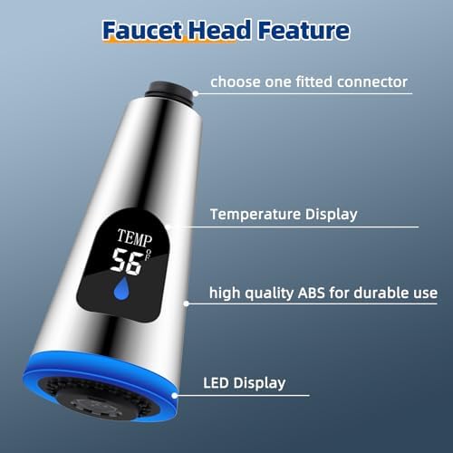 LED Kitchen Faucet Head, Temperature Display, 4-Mode Spray, Silver Chrome - Image 4