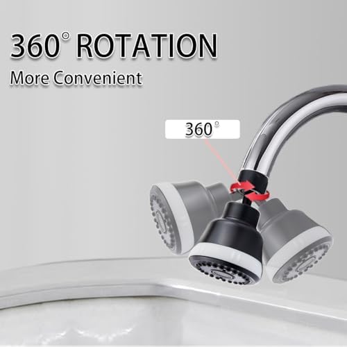 Faucet Aerator Faucet Sprayer Attachment, Kitchen Faucet Head Replacement with 4 Spray Modes, 360° Swivel Faucet Extender Anti-Splash Sink Sprayer Faucet Nozzle Head (Diamond, Black) - Image 6