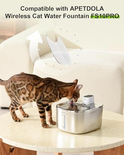 4 Pack Cat Water Fountain Filter & 16 Pack Pre-Filter Sponges for FS10pro, 6 Layer Replacement Filters for Wireless Cat Fountain Stainless Steel 135 fl oz/4L, Dog Water Fountain FS10PRO - Image 2